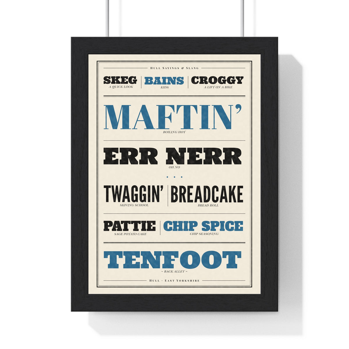 Hull Sayings Print in a black frame