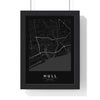 Hull street map poster in black, minimal city map print framed in a black frame