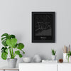 Hull street map poster in black, minimal city map print framed on a living room wall
