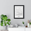 Hull street map poster in white, minimal city map print framed on a living room wall