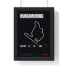 Hungaroring Circuit print framed in a black frame, ready to hang