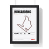 Hungaroring Circuit print White framed in a black frame, ready to hang