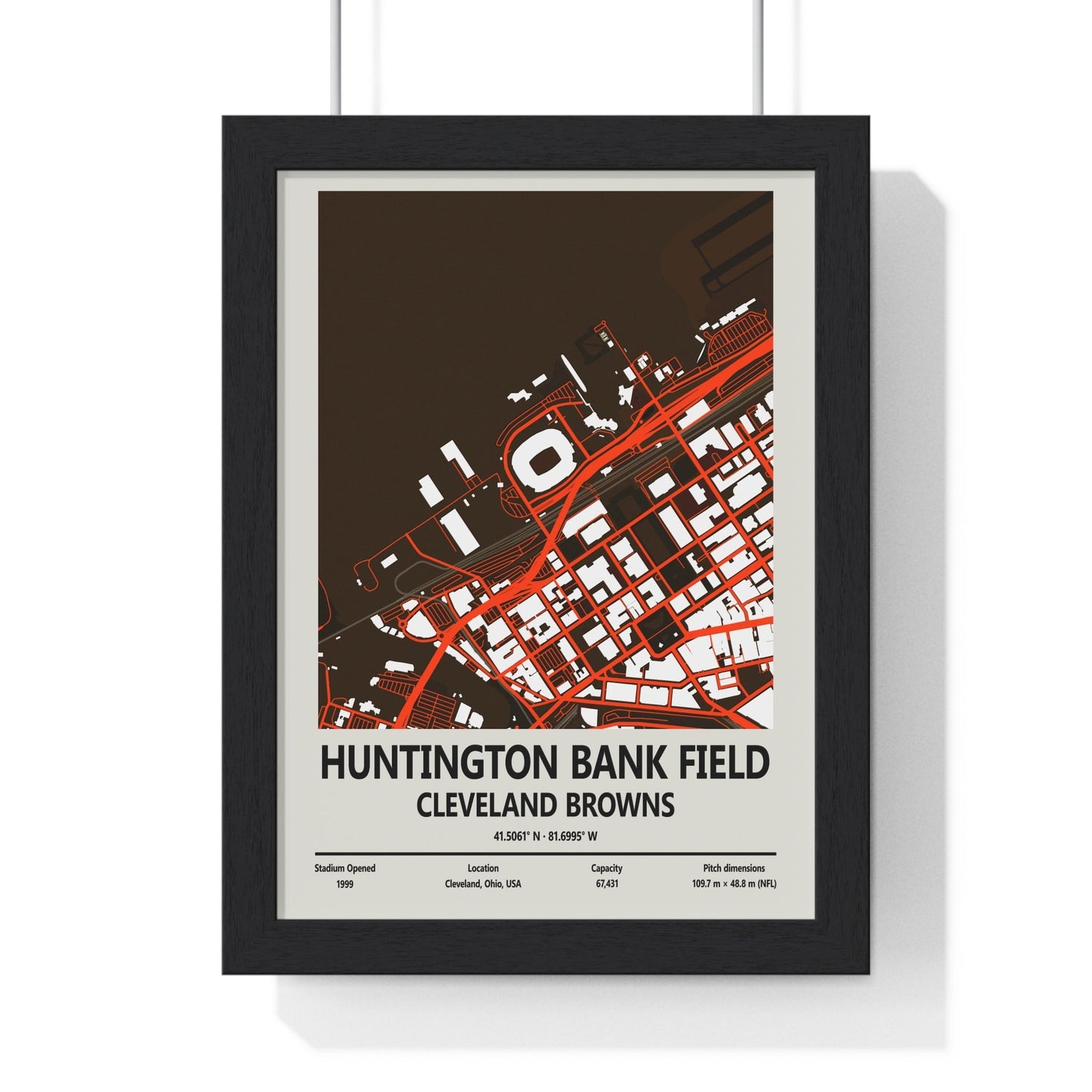 Framed Huntington Bank Field Map Print - Cleveland Browns poster