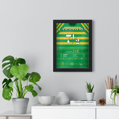 I Am Maximus Grand National 2024 Horse Racing Poster - Won by 7½ Lengths Silks Print framed on a living room wall