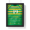 I Am Maximus Grand National 2026 Horse Racing Poster - National Regained Silks Print framed in a black frame, ready to hang