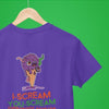 Black t-shirt with I-Scream You-Scream close-up