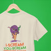 White t-shirt with I-Scream You-Scream wall display
