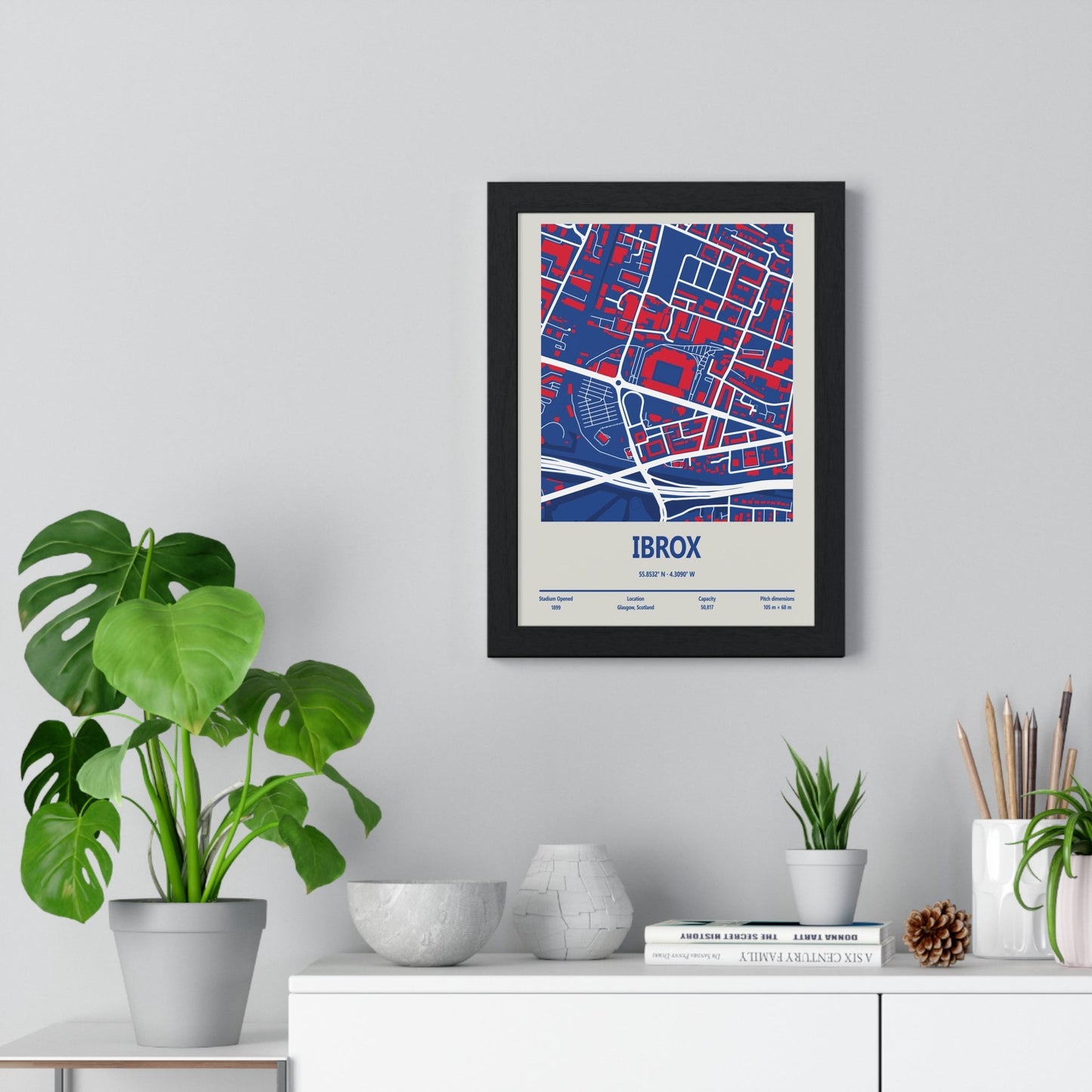 Framed Ibrox Stadium map print