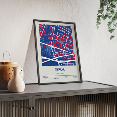 Framed Ibrox Stadium map print