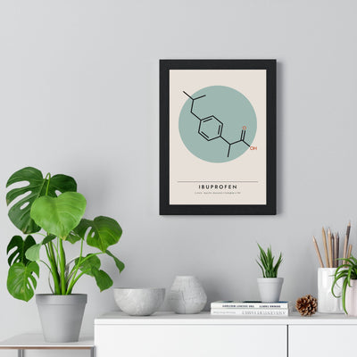 Ibuprofen Molecule print framed on a living room wall