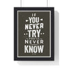 Framed If You Never Try Motivational poster