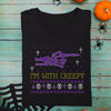 Black t-shirt with Im With Creepy close-up