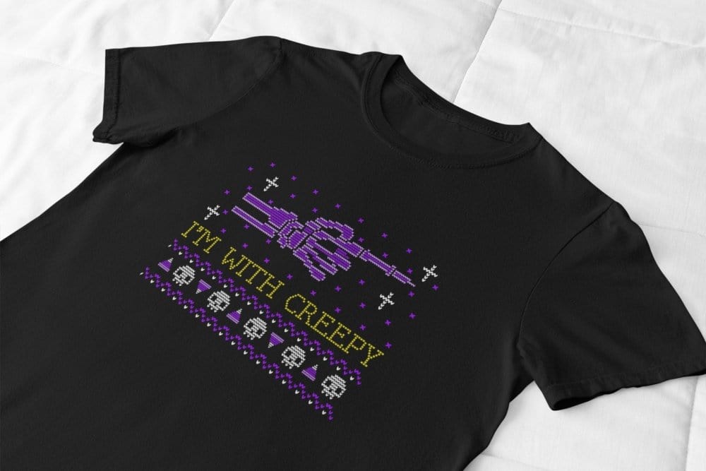 Black t-shirt with Im With Creepy back view