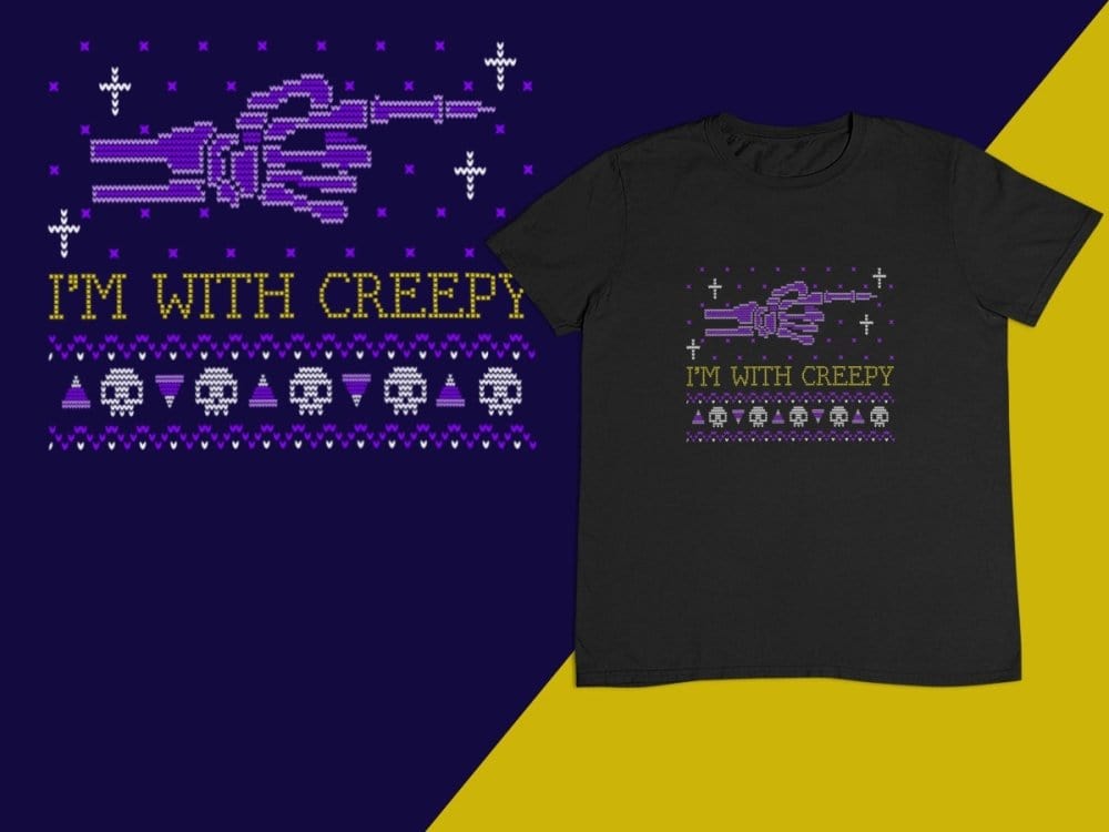 Black t-shirt with Im With Creepy front view