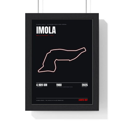 Imola Circuit print framed in a black frame, ready to hang
