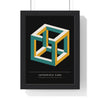 Impossible Cube print framed in a black frame, ready to hang