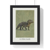 In a While Crocodile Print framed in a black frame, ready to hang