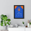Virat Kohli Barbados 2024 T20 Final Cricket Poster - 76 Shirt Print framed on a living room wall