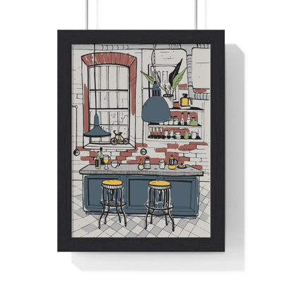 Framed Industrial Kitchen Print - Modern Home Bar Decor print