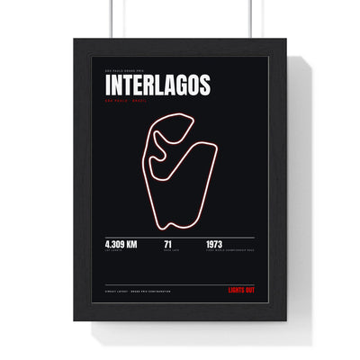 Interlagos Circuit print framed in a black frame, ready to hang