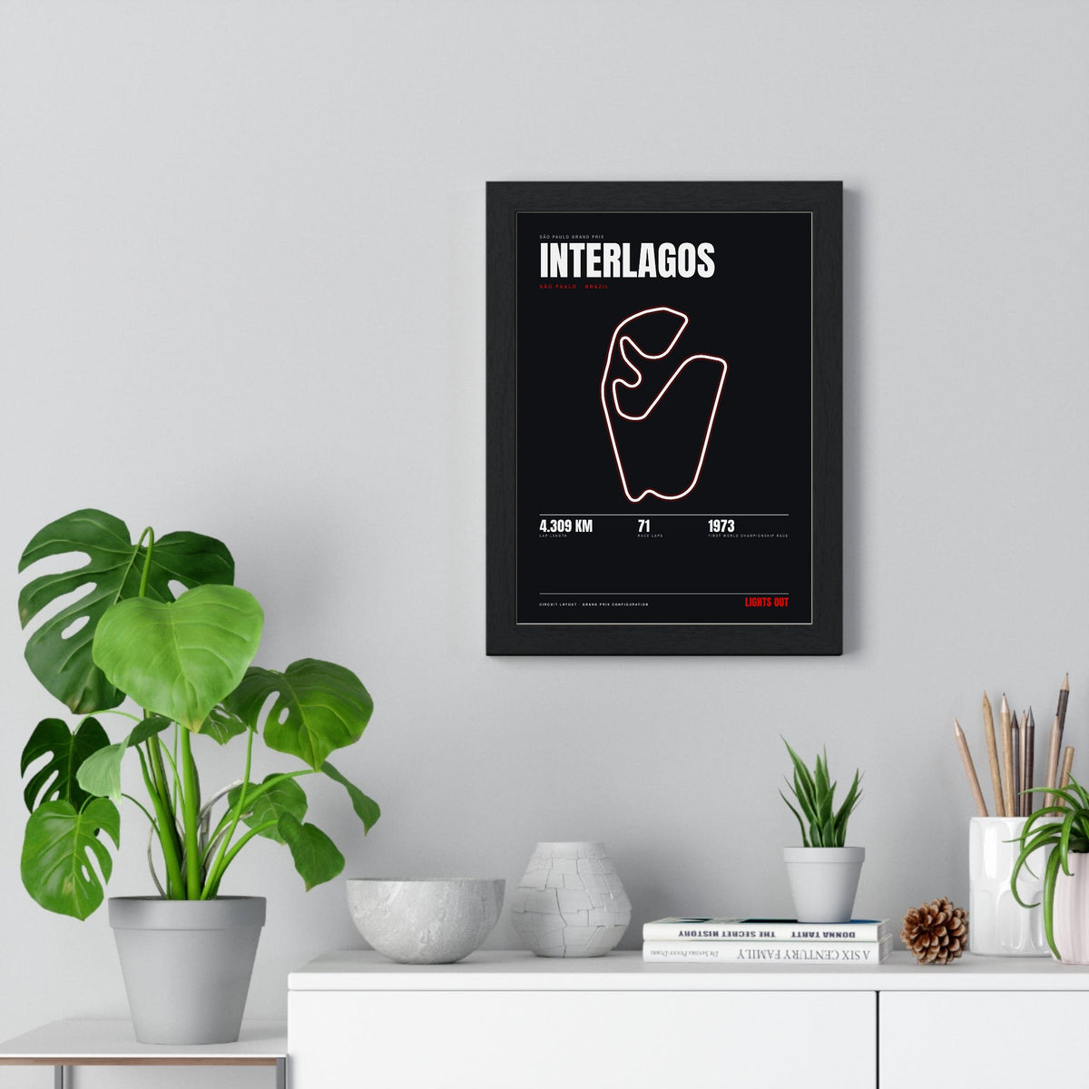 Interlagos Circuit print framed on a living room wall