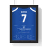 Ipswich Town Burns 7 Promotion 2024 Poster framed in a black frame, ready to hang