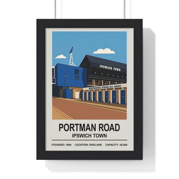 Ipswich Town Portman Road stadium print framed on wall