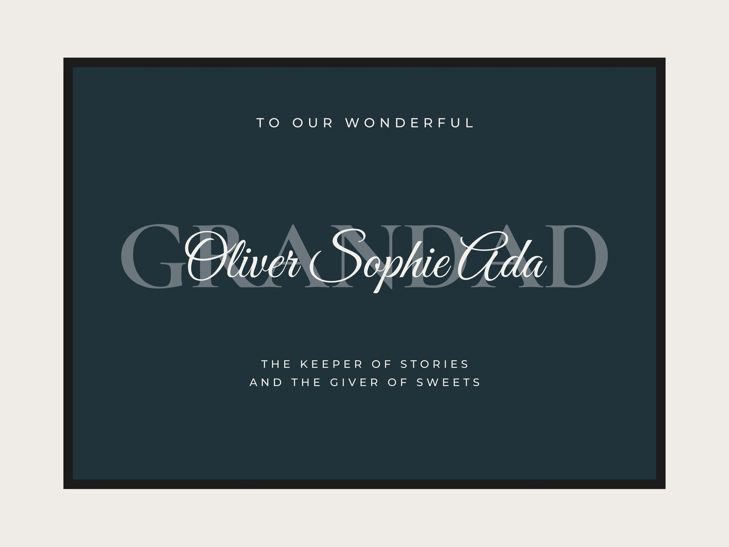 Personalised Daddy Print | Custom Family Names Word Art (Landscape)
