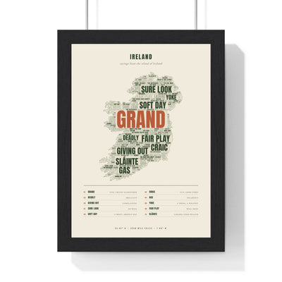 Irish Sayings Print in a black frame