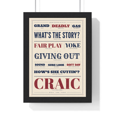Irish Slang Print in a black frame