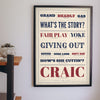 Irish Slang Print framed on a wall