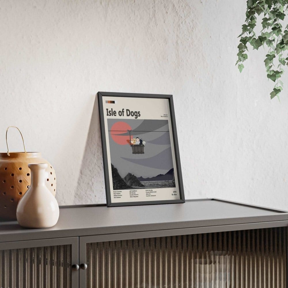 Framed Isle of Dogs movie poster back view