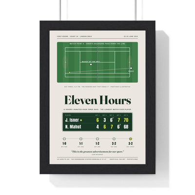 Eleven Hours 2010 Tennis print framed in a black frame, ready to hang