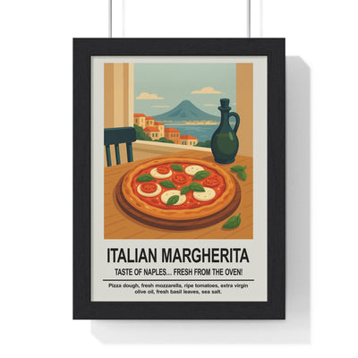 Framed Italian Margherita Pizza - Italian Kitchen D�cor Print print