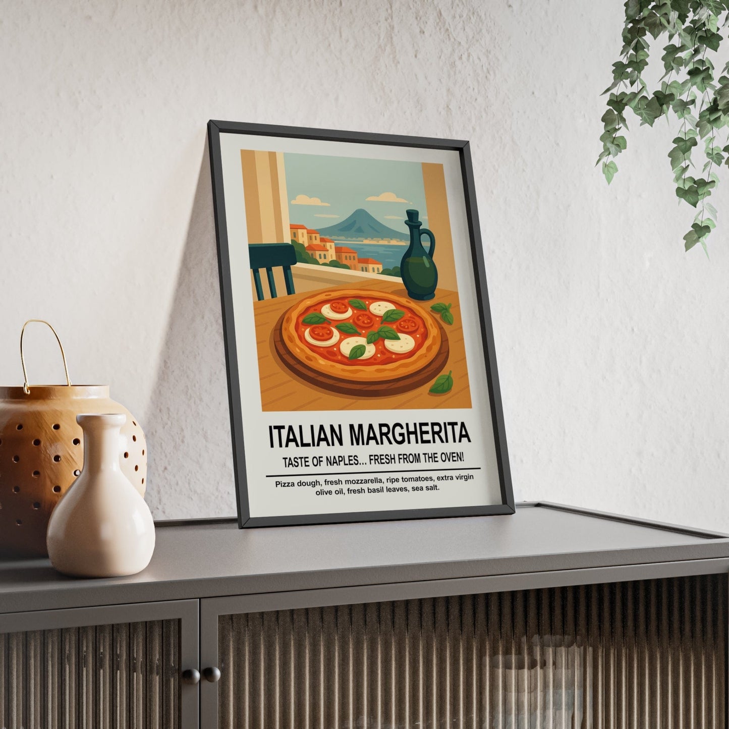 Framed Italian Margherita Pizza - Italian Kitchen D�cor Print print