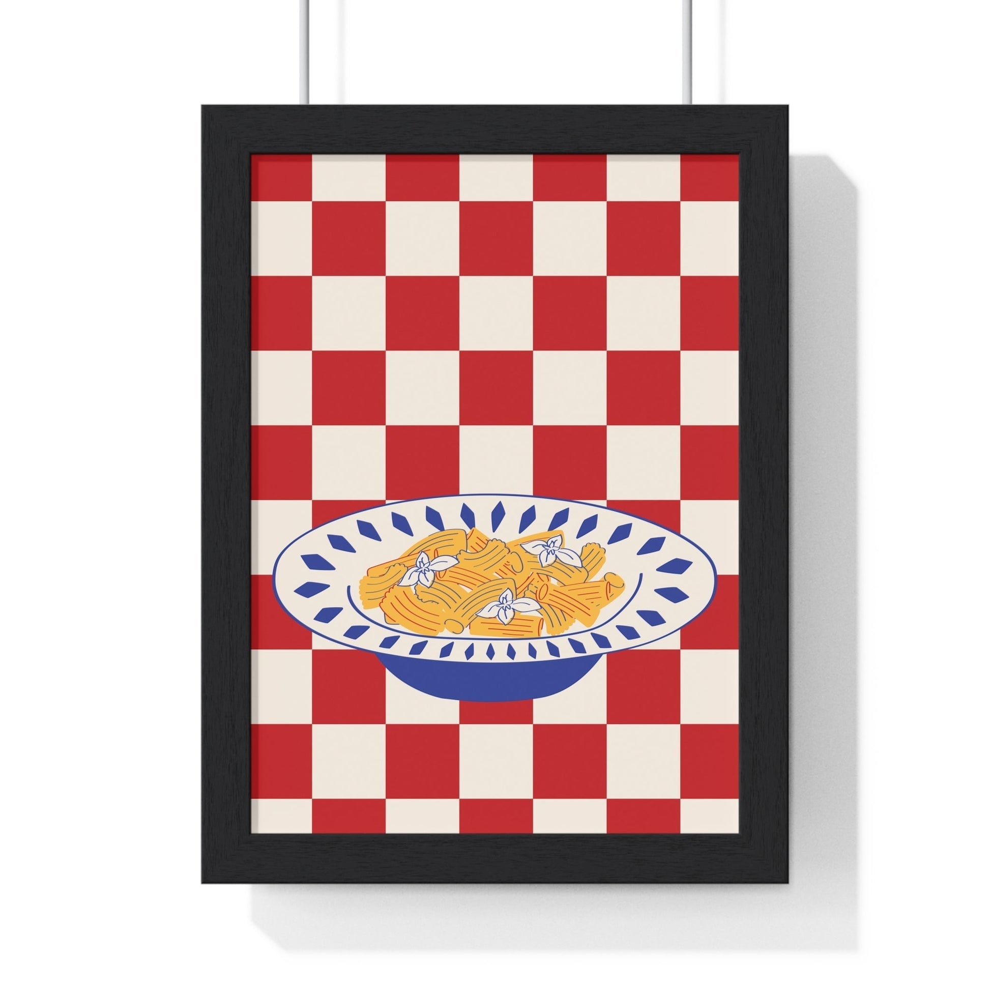 Framed Italian Pasta Bowl Kitchen Print - Retro Food print