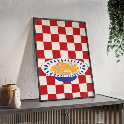 Framed Italian Pasta Bowl Kitchen Print - Retro Food print
