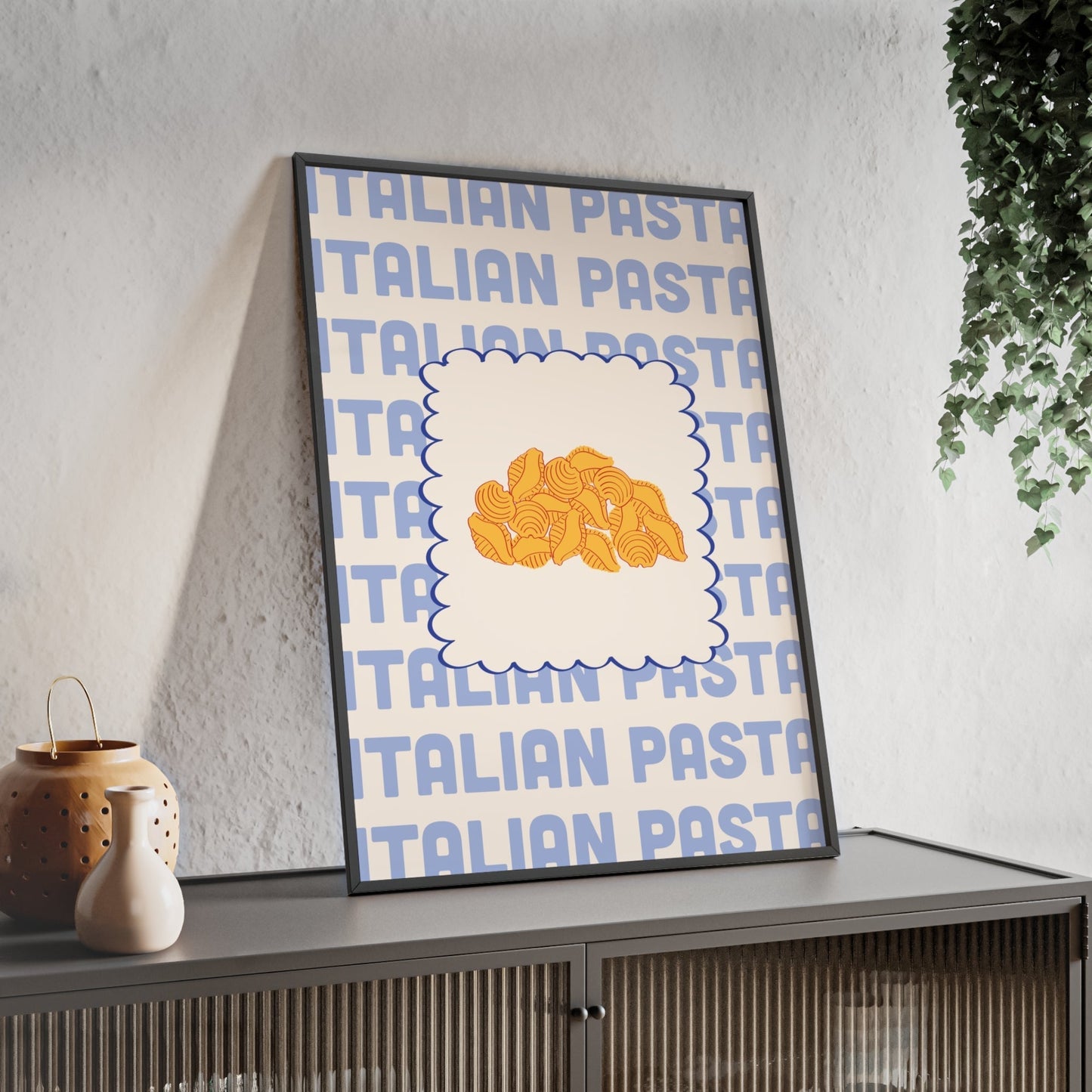 Framed Italian Pasta Shapes Kitchen Print - Conchiglie Food print