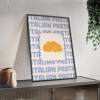 Framed Italian Pasta Shapes Kitchen Print - Conchiglie Food print