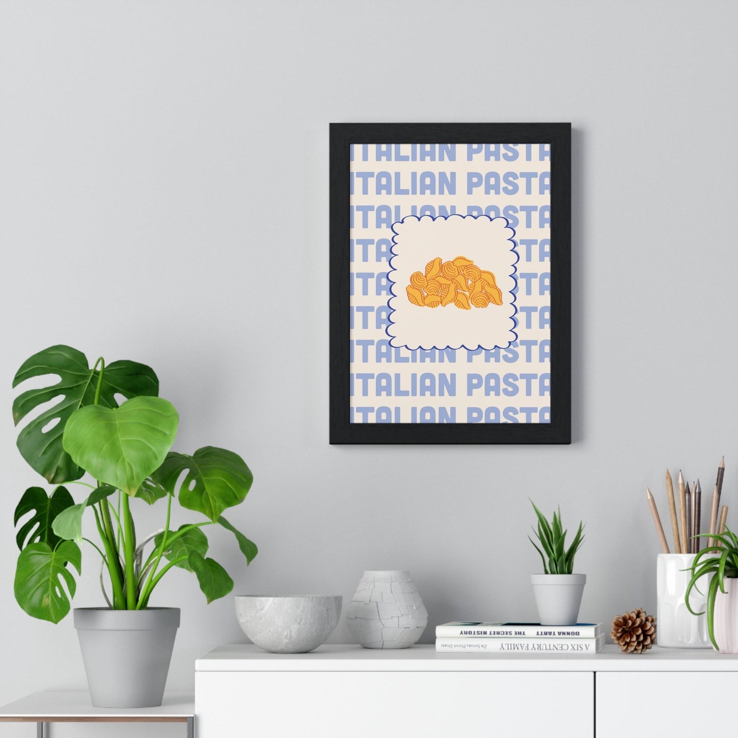 Framed Italian Pasta Shapes Kitchen Print - Conchiglie Food print