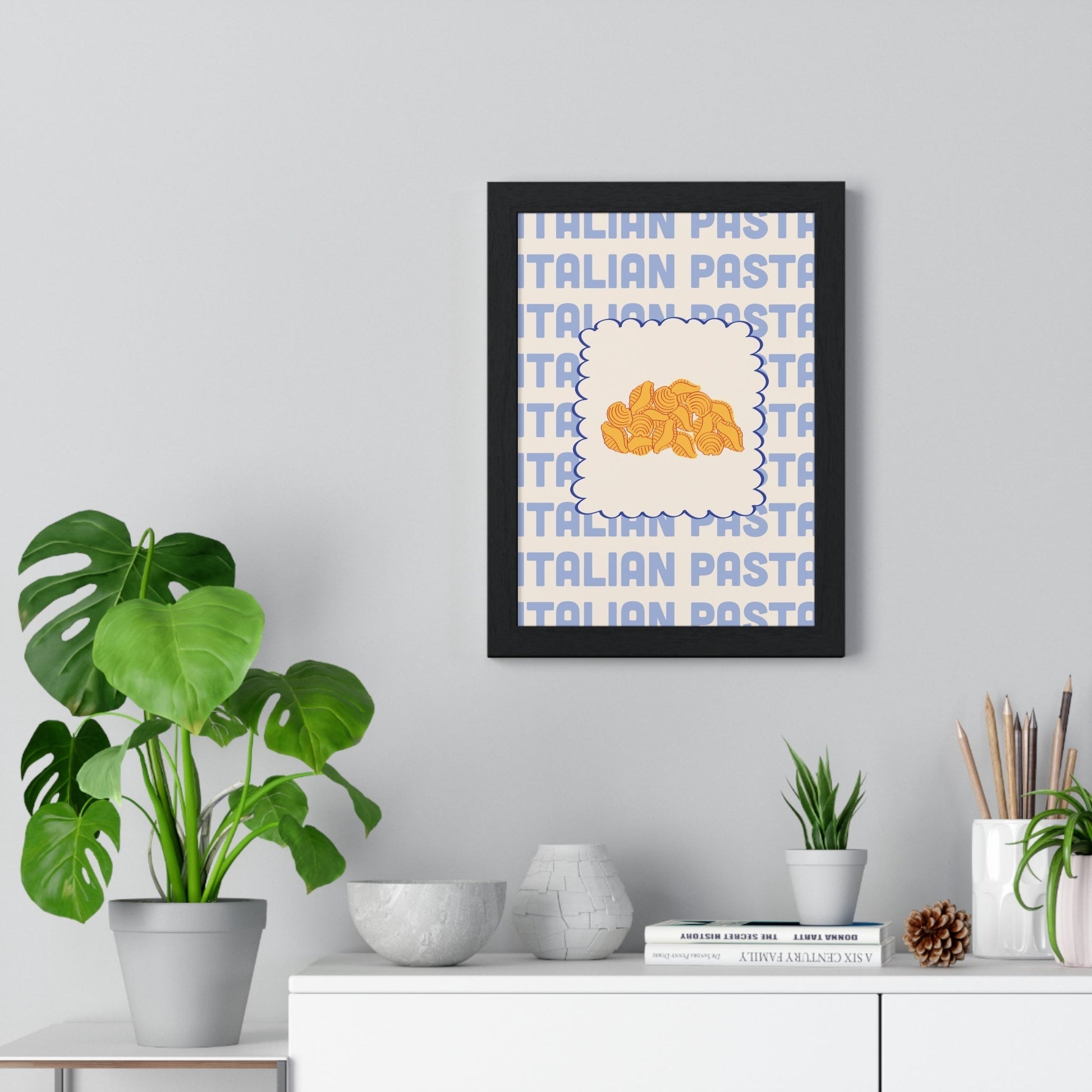 Framed Italian Pasta Shapes Kitchen Print - Conchiglie Food print