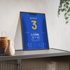 Italy World Cup Final 2006 Poster - Fabio Grosso 3 Winning Penalty v France Shirt Print framed and leaning on a sideboard