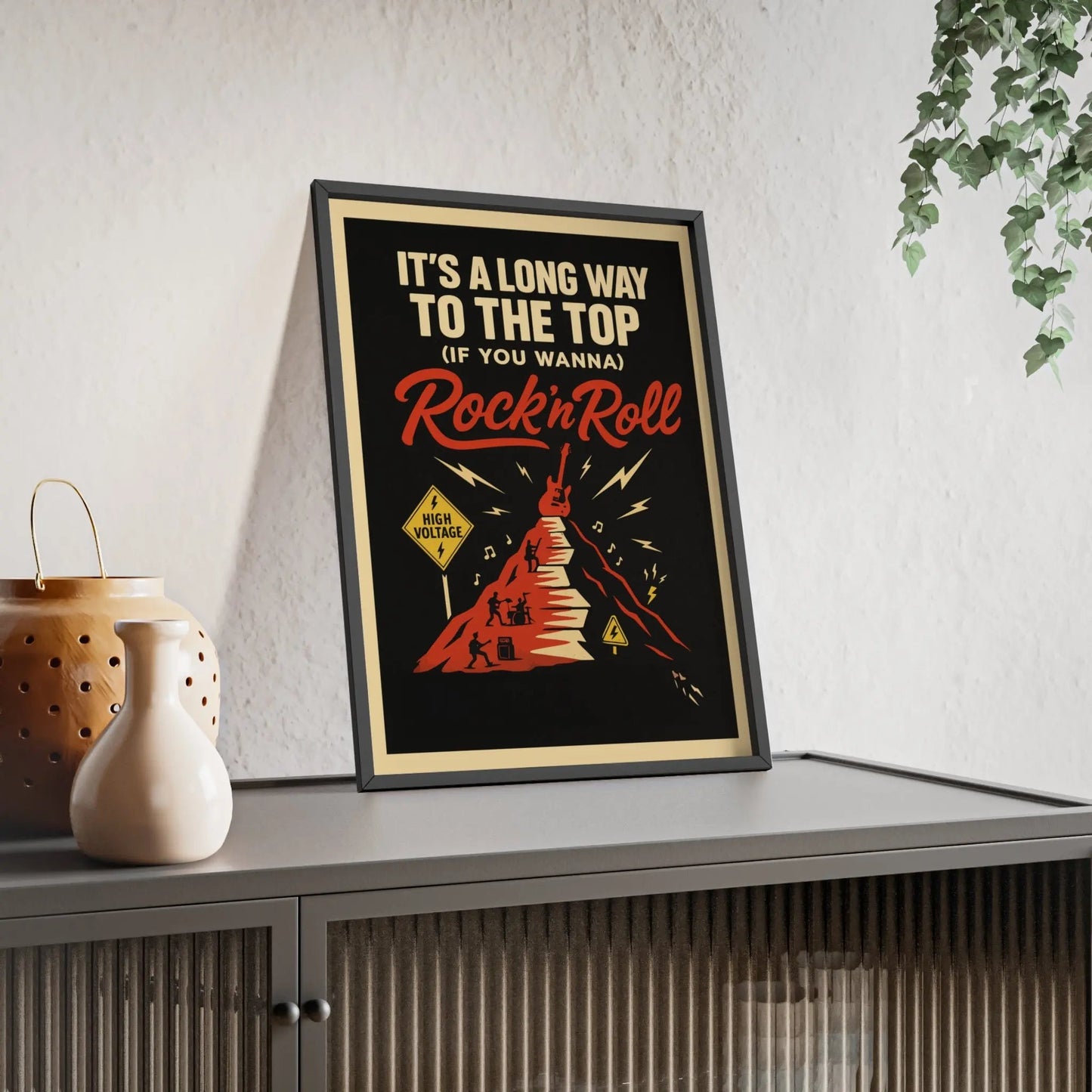Framed It's a Long Way to the Top Lyric Print poster