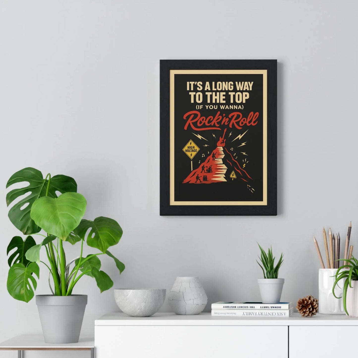Framed It's a Long Way to the Top Lyric Print poster