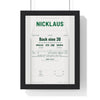 Jack Nicklaus Augusta 1986 Golf Poster - Caddie Overalls Back Nine 30 Print framed in a black frame, ready to hang