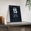 Jacksonville Jaguars London 2021 Poster - Matthew Wright 15 Tottenham Walk-Off Kick Jersey Print framed and leaning on a sideboard