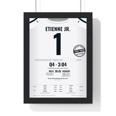 Jacksonville Jaguars London 2023 Poster - Travis Etienne Jr 1 Tottenham v Bills Jersey Print with the I WAS THERE stamp