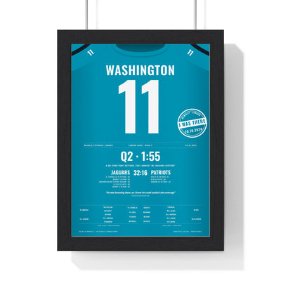 Jacksonville Jaguars London 2024 Poster - Parker Washington 11 Wembley Punt Return Jersey Print with the I WAS THERE stamp