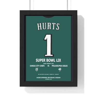 Framed Jalen Hurts Super Bowl LIX Eagles poster