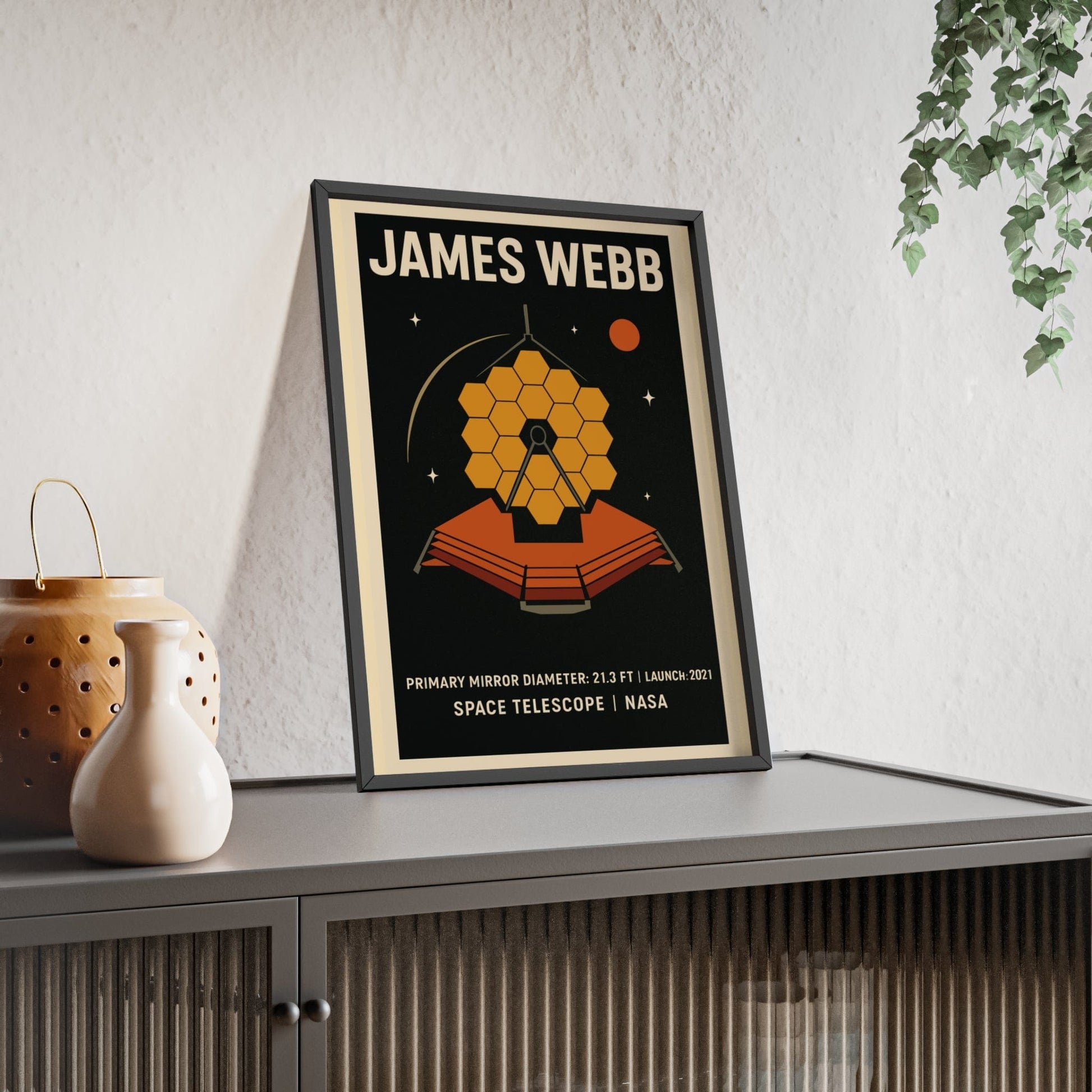 Framed James Webb Telescope poster